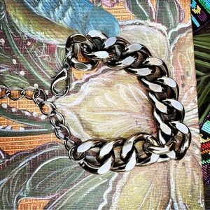 Large link bracelet, gunmetal finish.